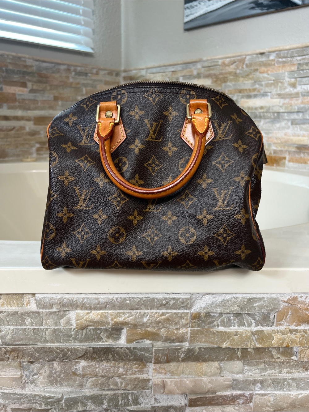 Louis Vuitton Brown Monogram Satchel with Vachetta Handles